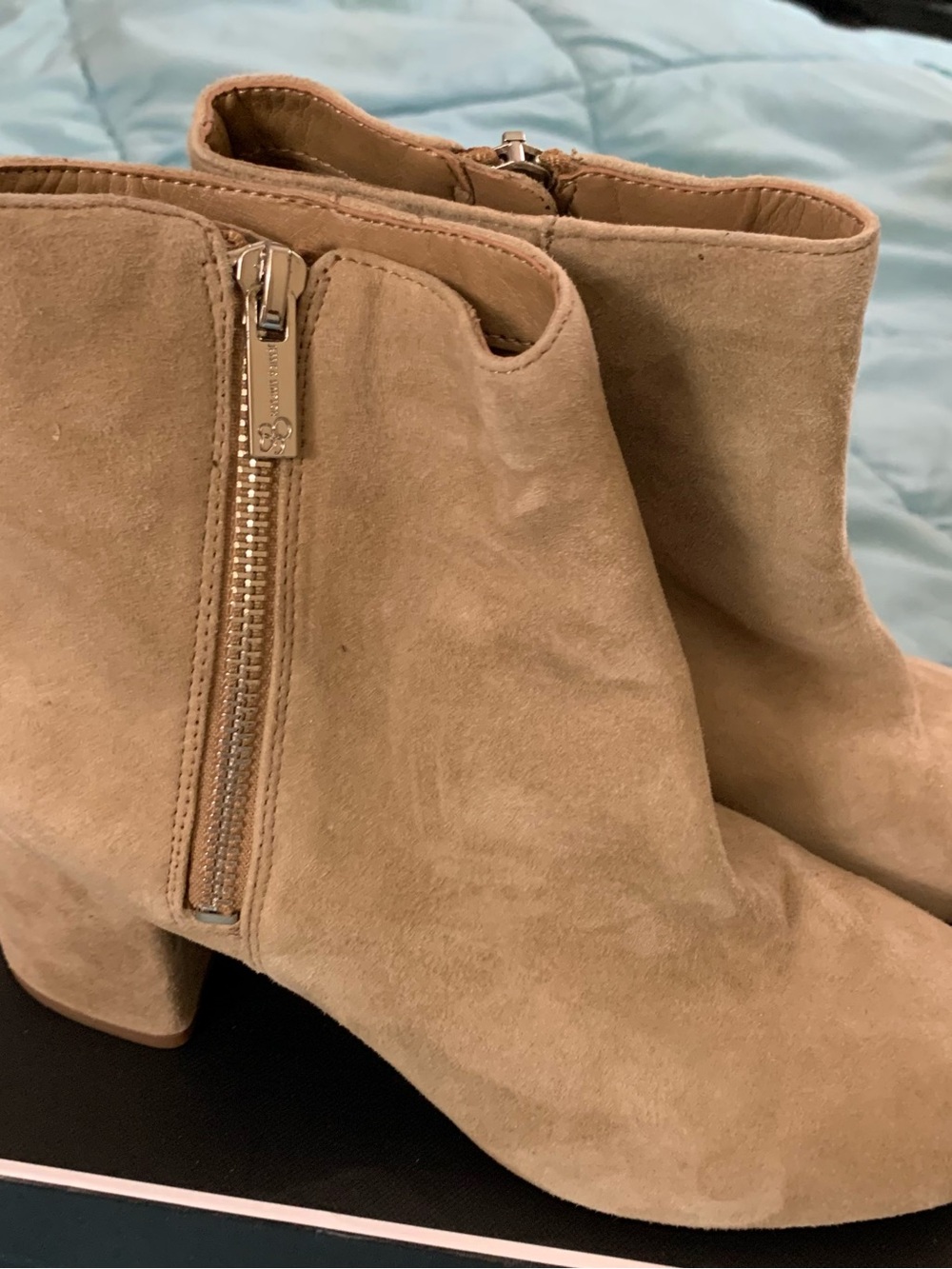Jessica Simpson Taupe Suede Ankle Booties with Side Zip